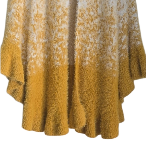 Anthropologie Calligraphie Ruffle Shawl Cardigan Bohemian Poncho Cape Ombre 1X - Picture 8 of 15